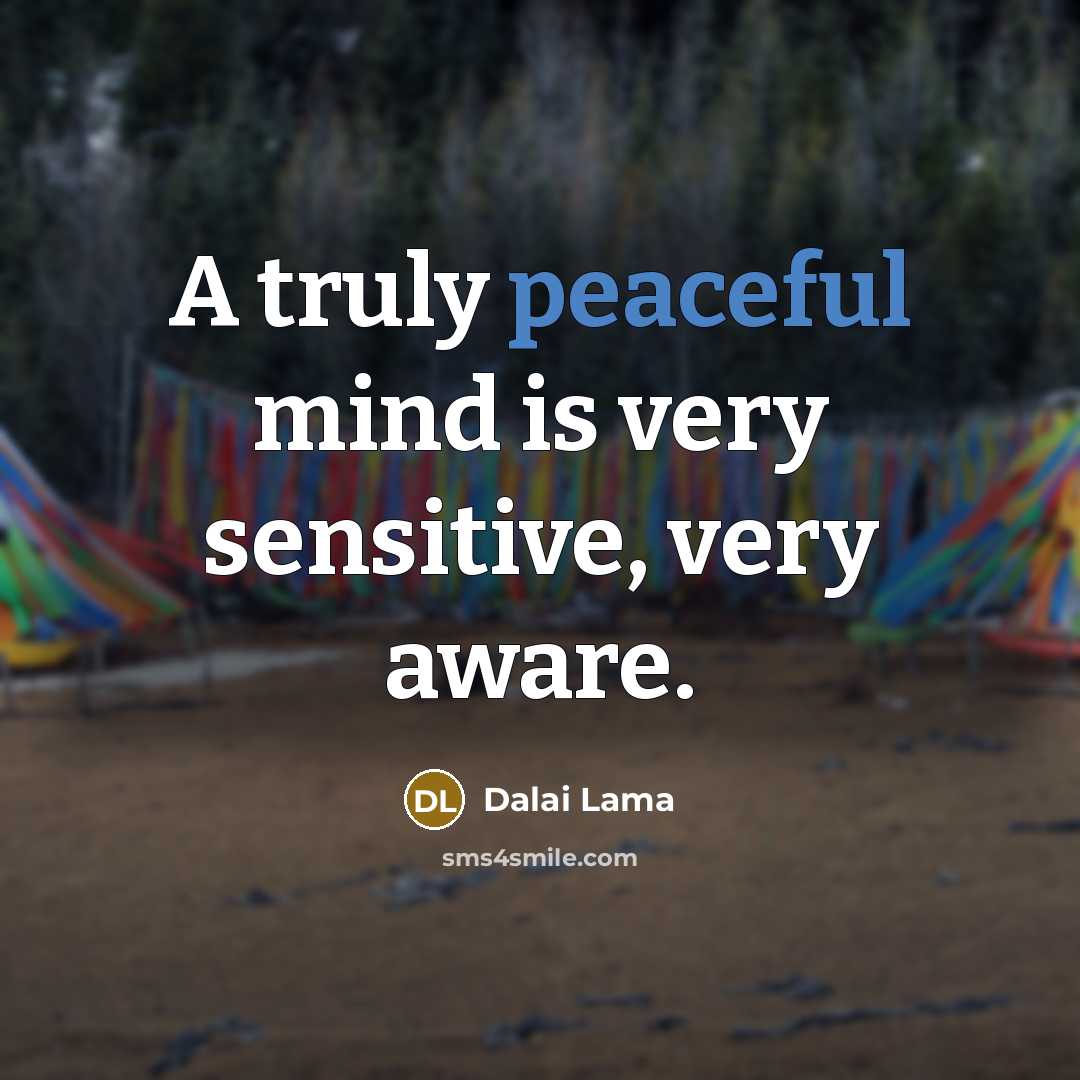 “A truly peaceful mind is very sensitive, very aware.…” quote by Dalai Lama