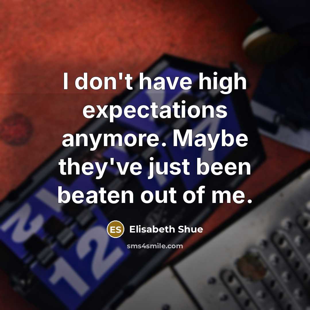 “I don't have high expectations anymore. Maybe they've just been…” quote by Elisabeth Shue