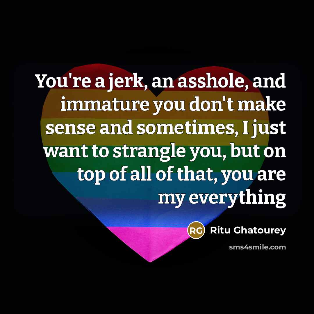 “You're a jerk, an asshole, and immature you don't make…” quote by Ritu Ghatourey