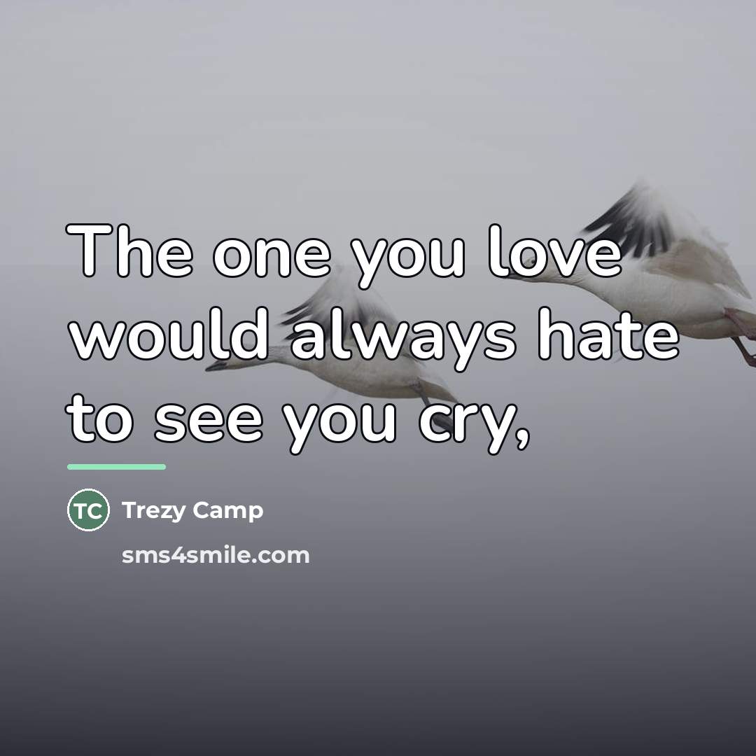 “The one you love would always hate to see you…” quote by Trezy Camp