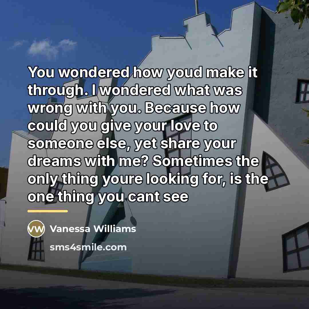 “You wondered how youd make it through. I wondered what…” quote by Vanessa Williams