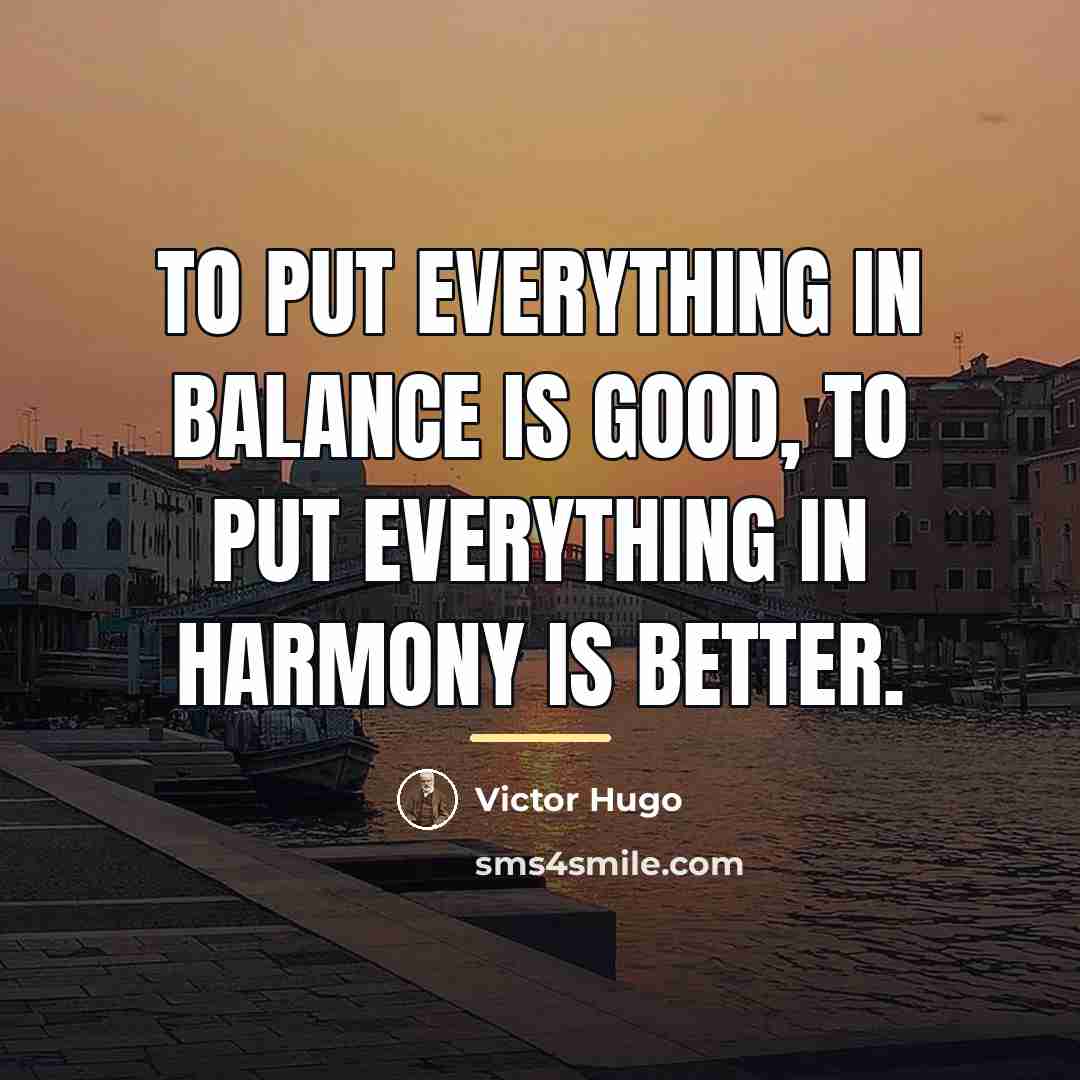 “To put everything in balance is good, to put everything…” quote by Victor Hugo