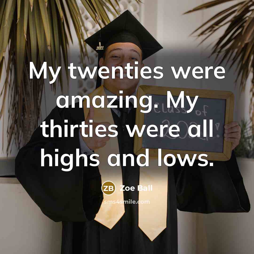 “My twenties were amazing. My thirties were all highs and…” quote by Zoe Ball