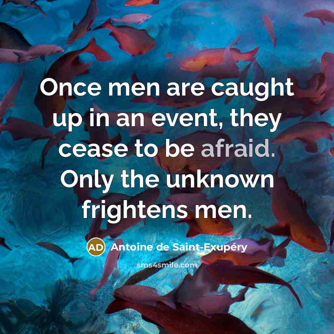“Once men are caught up in an event, they cease…” quote by Antoine de Saint-Exupery