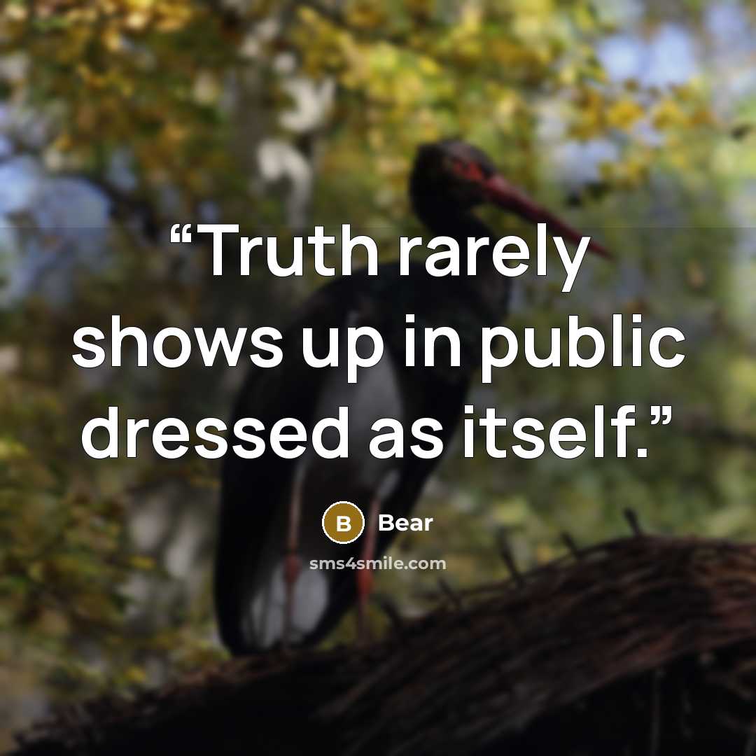 “Truth rarely shows up in public dressed as itself.” quote by Bear