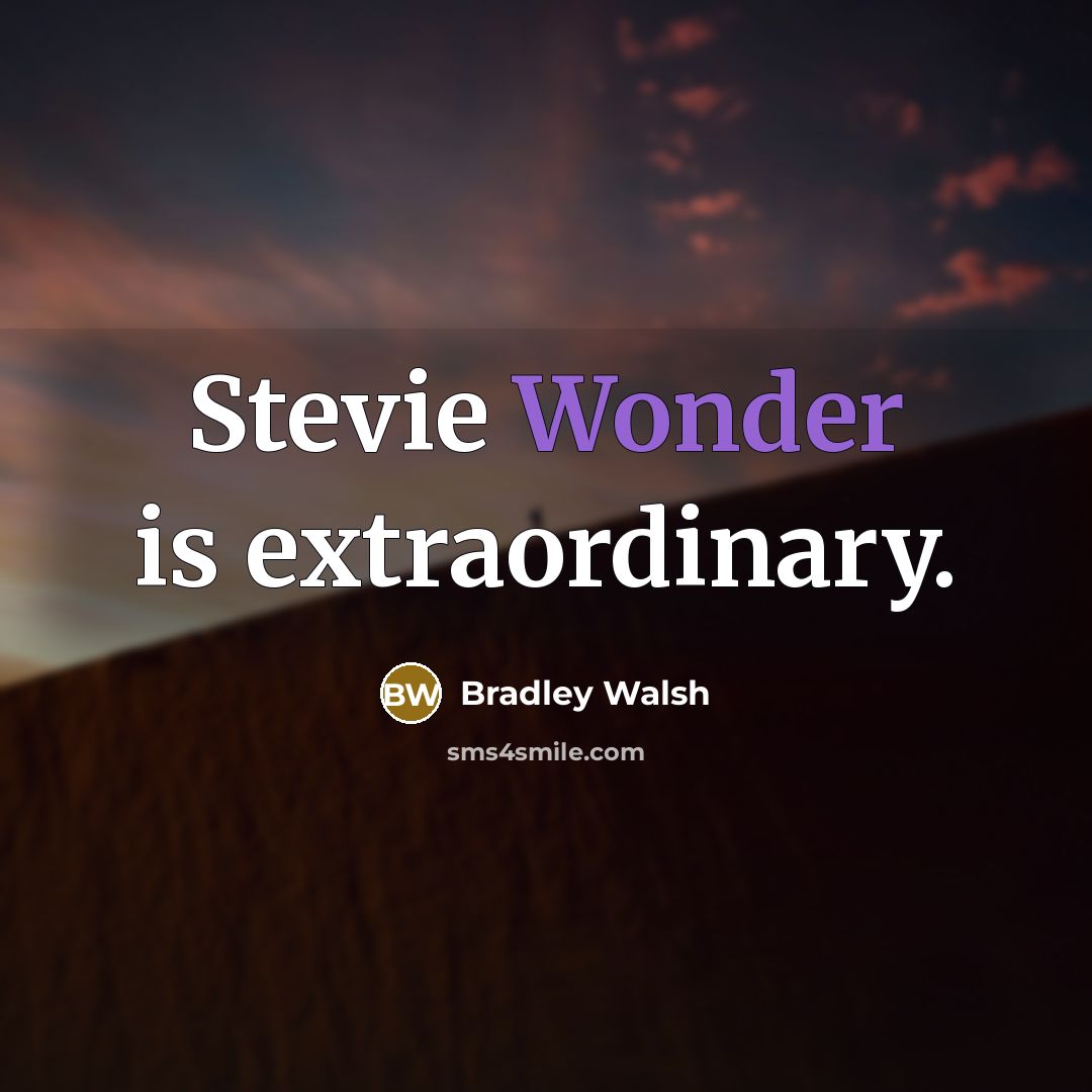“Stevie Wonder is extraordinary.…” quote by Bradley Walsh