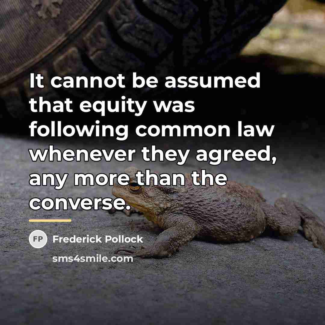 “It cannot be assumed that equity was following common law…” quote by Frederick Pollock