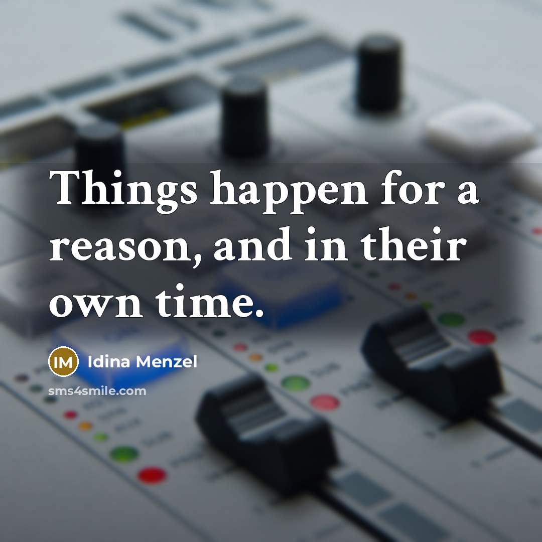 “Things happen for a reason, and in their own time.…” quote by Idina Menzel
