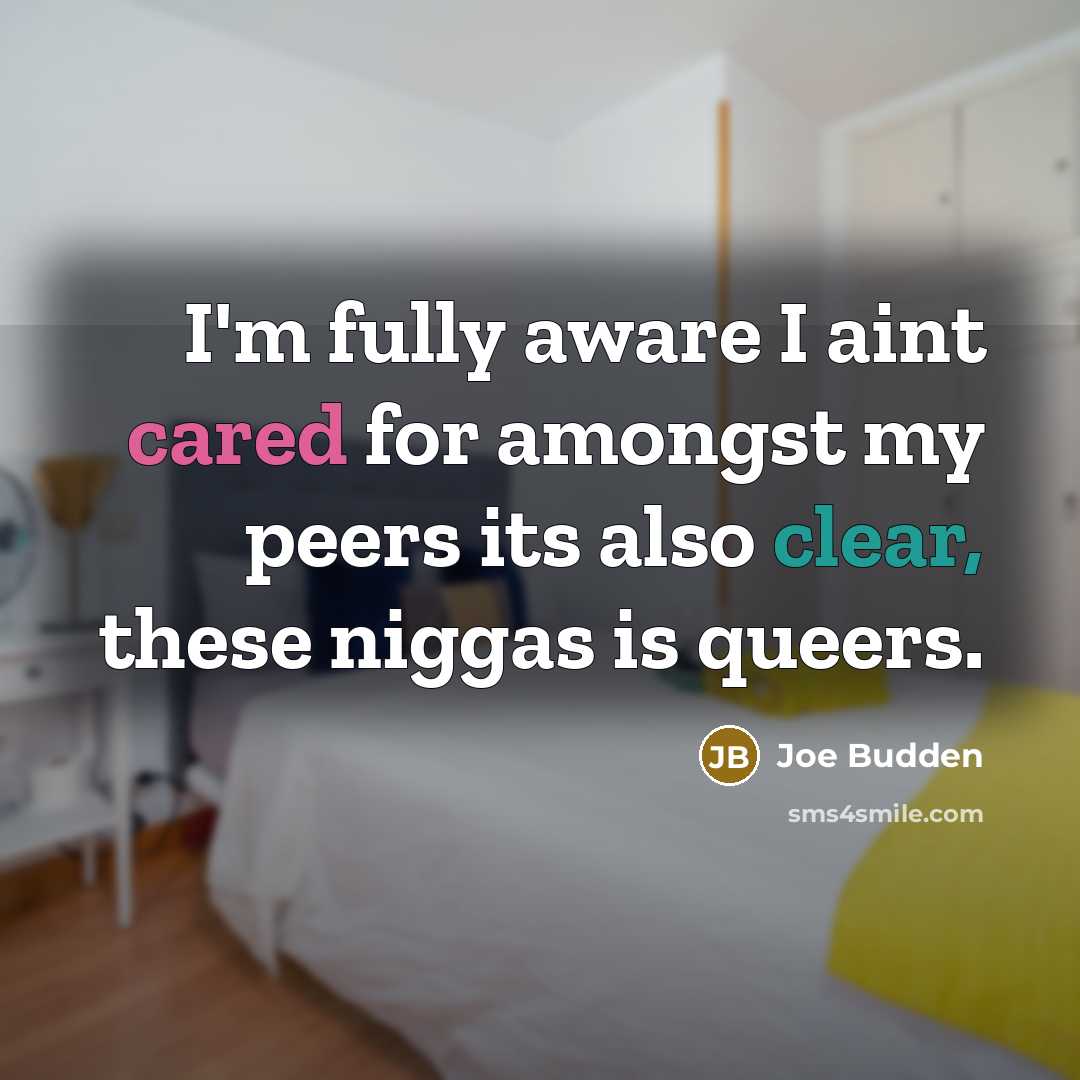 “I'm fully aware I aint cared for amongst my peers its also clear, these niggas is queers.” quote by Joe Budden