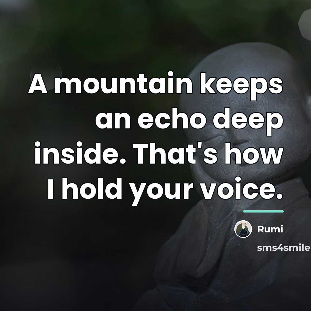 “A mountain keeps an echo deep inside. That's how I…” quote by Rumi