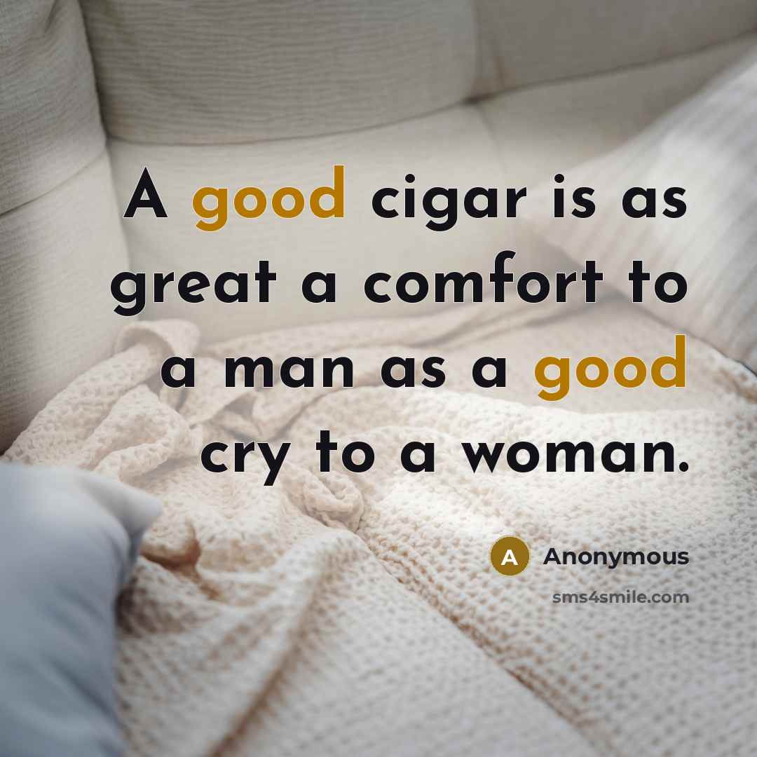 “A good cigar is as great a comfort to a…” quote by Anonymous