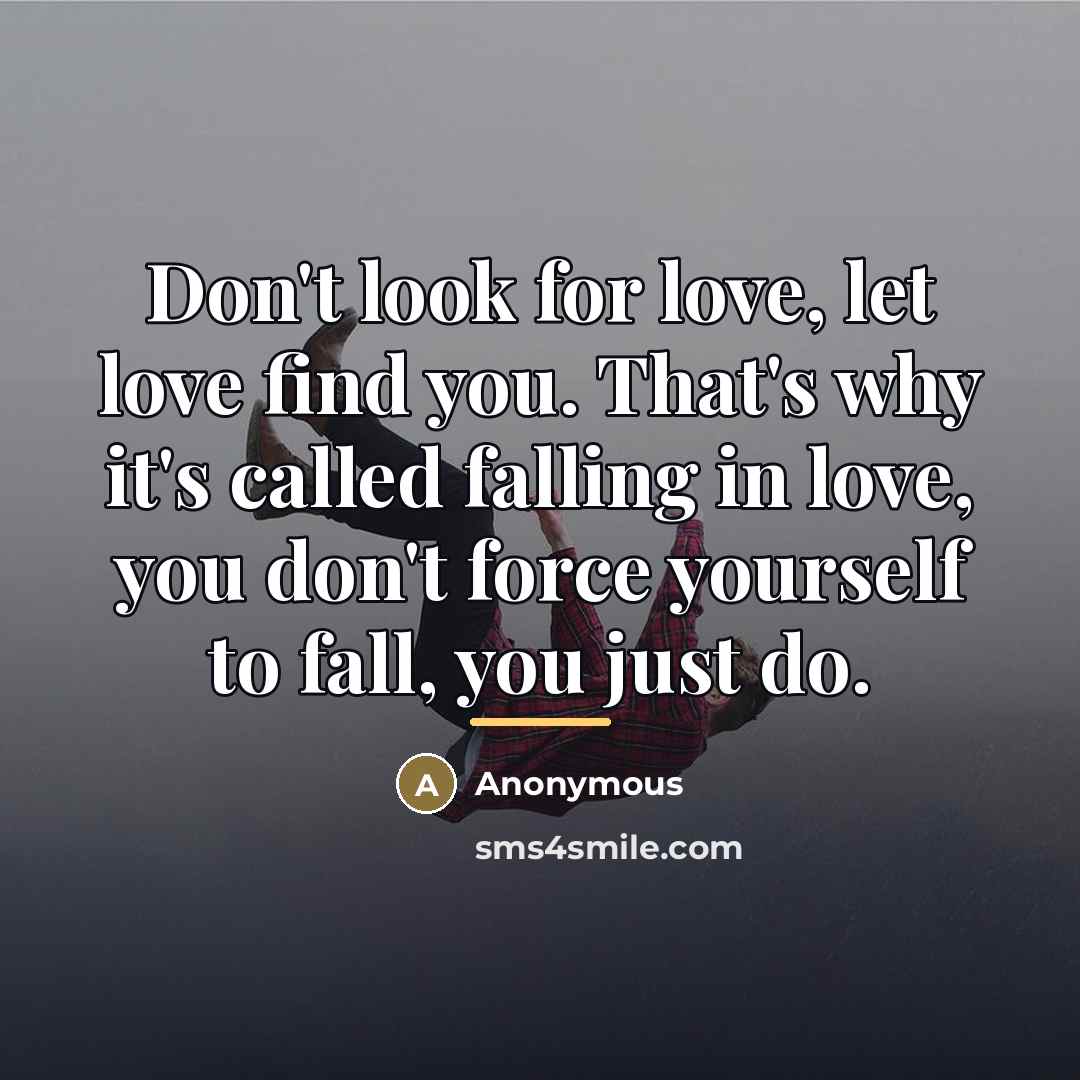 “Don't look for love, let love find you. That's why…” quote by Anonymous