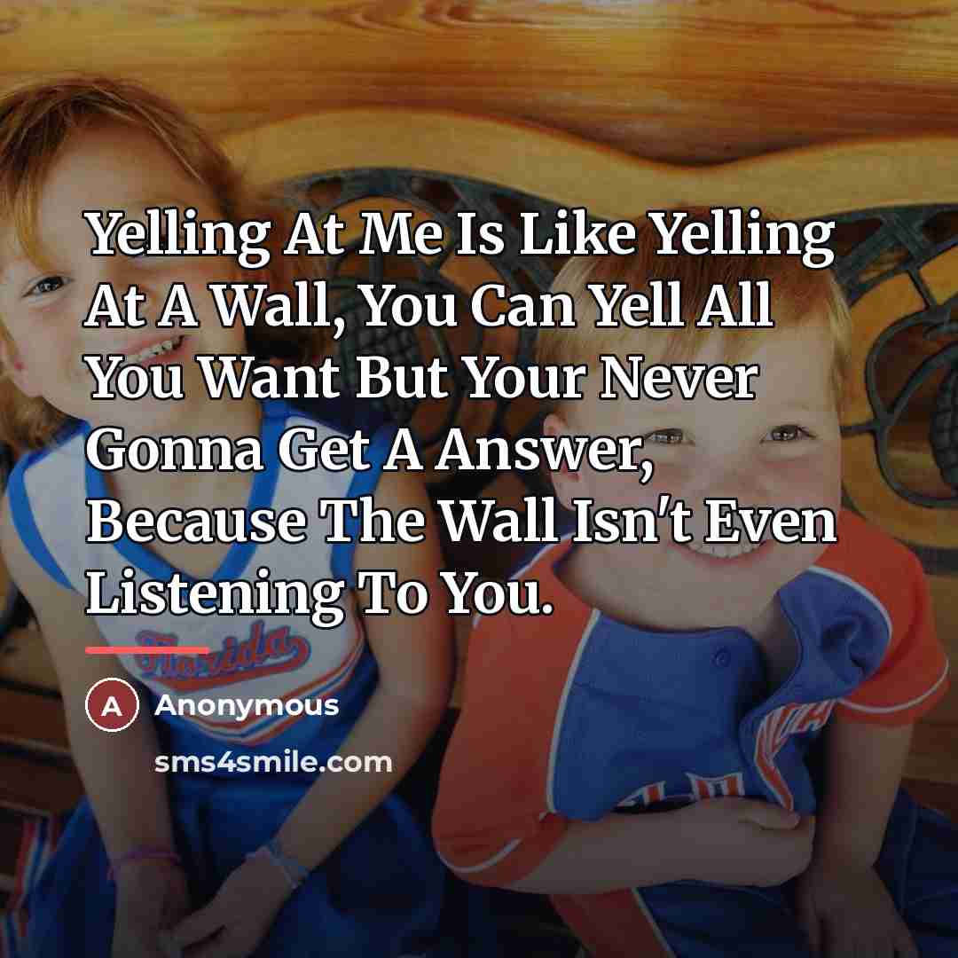 “Yelling At Me Is Like Yelling At A Wall, You…” quote by Anonymous