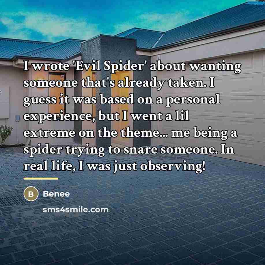 “I wrote 'Evil Spider' about wanting someone that's already taken.…” quote by Benee