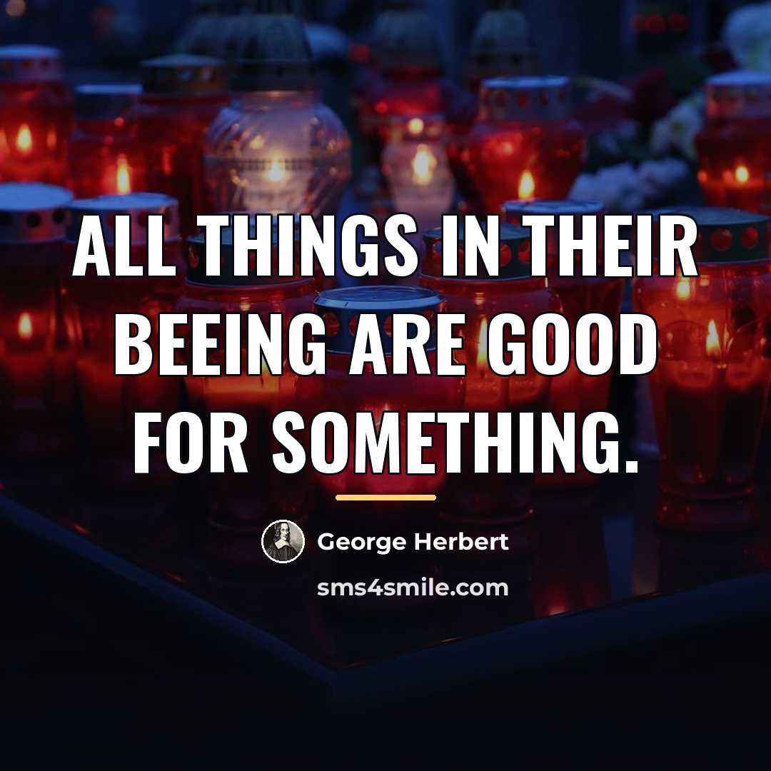 “All things in their beeing are good for something.…” quote by George Herbert