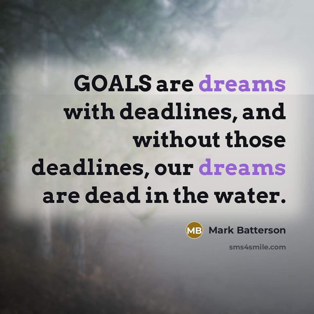 “GOALS are dreams with deadlines, and without those deadlines, our…” quote by Mark Batterson