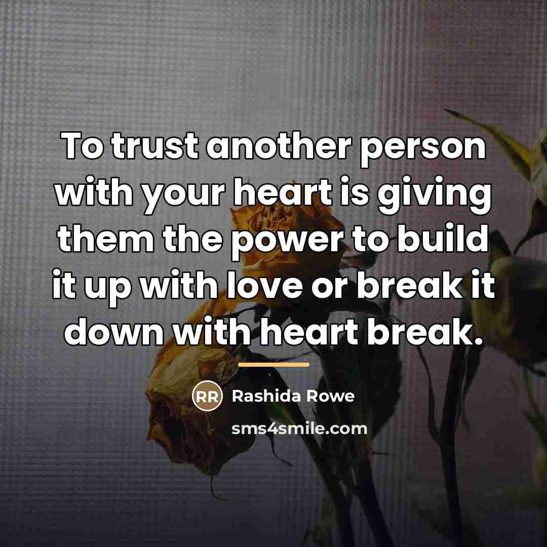 “To trust another person with your heart is giving them…” quote by Rashida Rowe