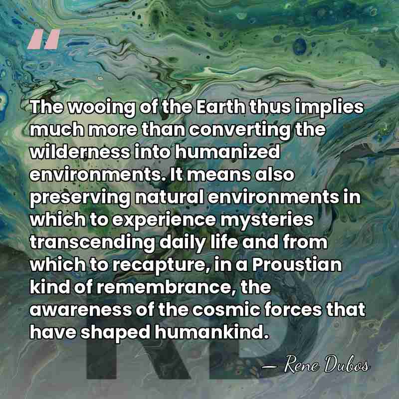 The wooing of the Earth thus implies much more than converting the&hellip; - Rene Dubos