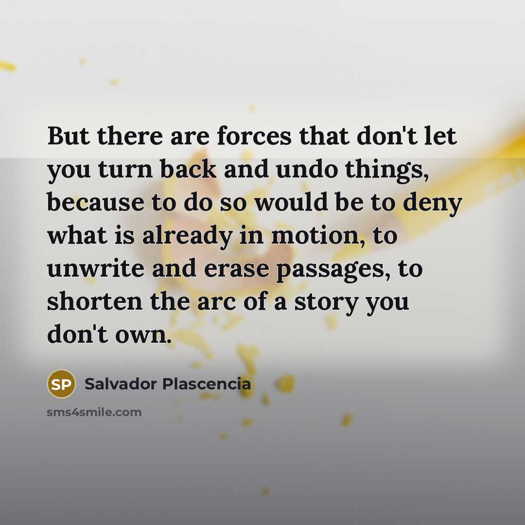 “But there are forces that don't let you turn back…” quote by Salvador Plascencia