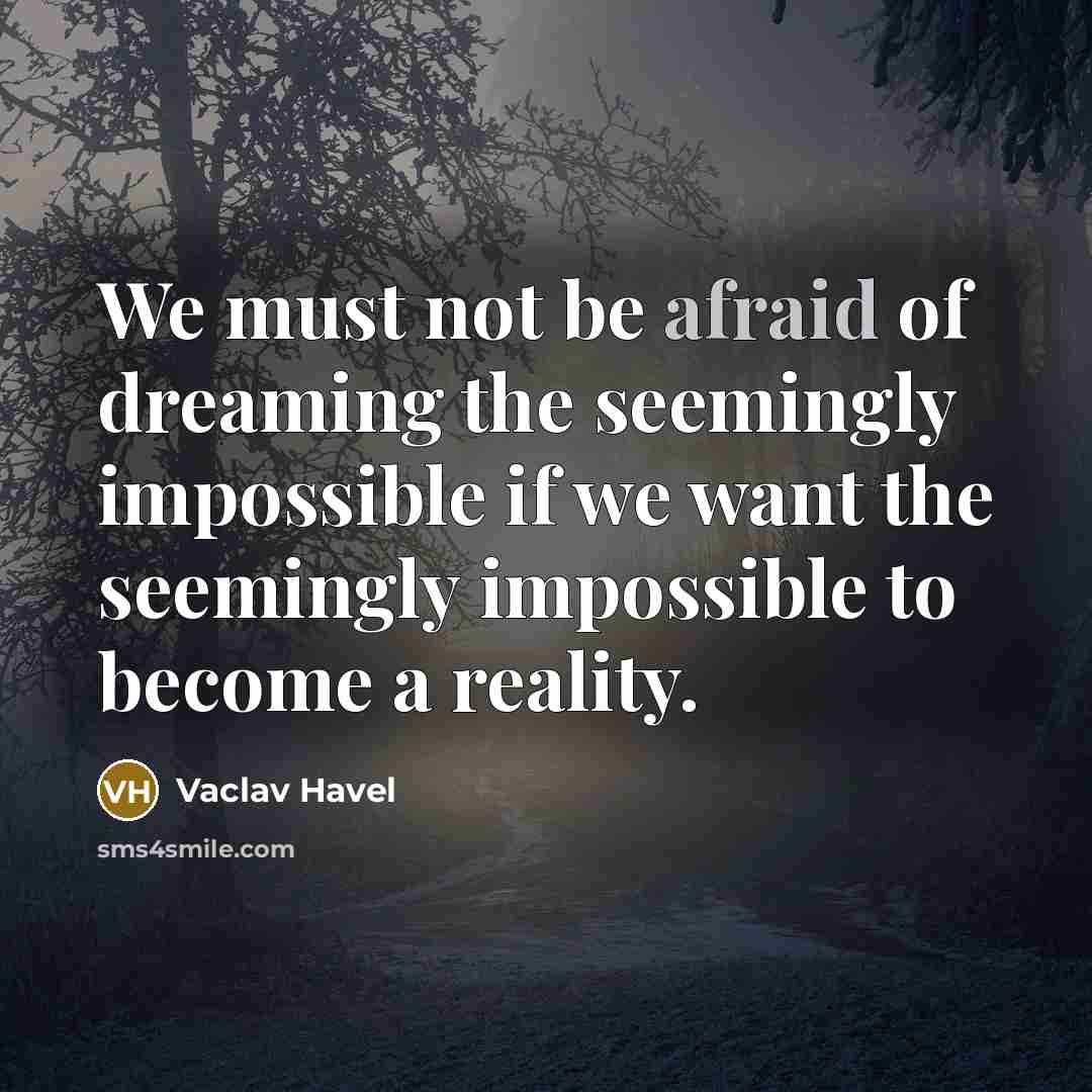 “We must not be afraid of dreaming the seemingly impossible…” quote by Vaclav Havel