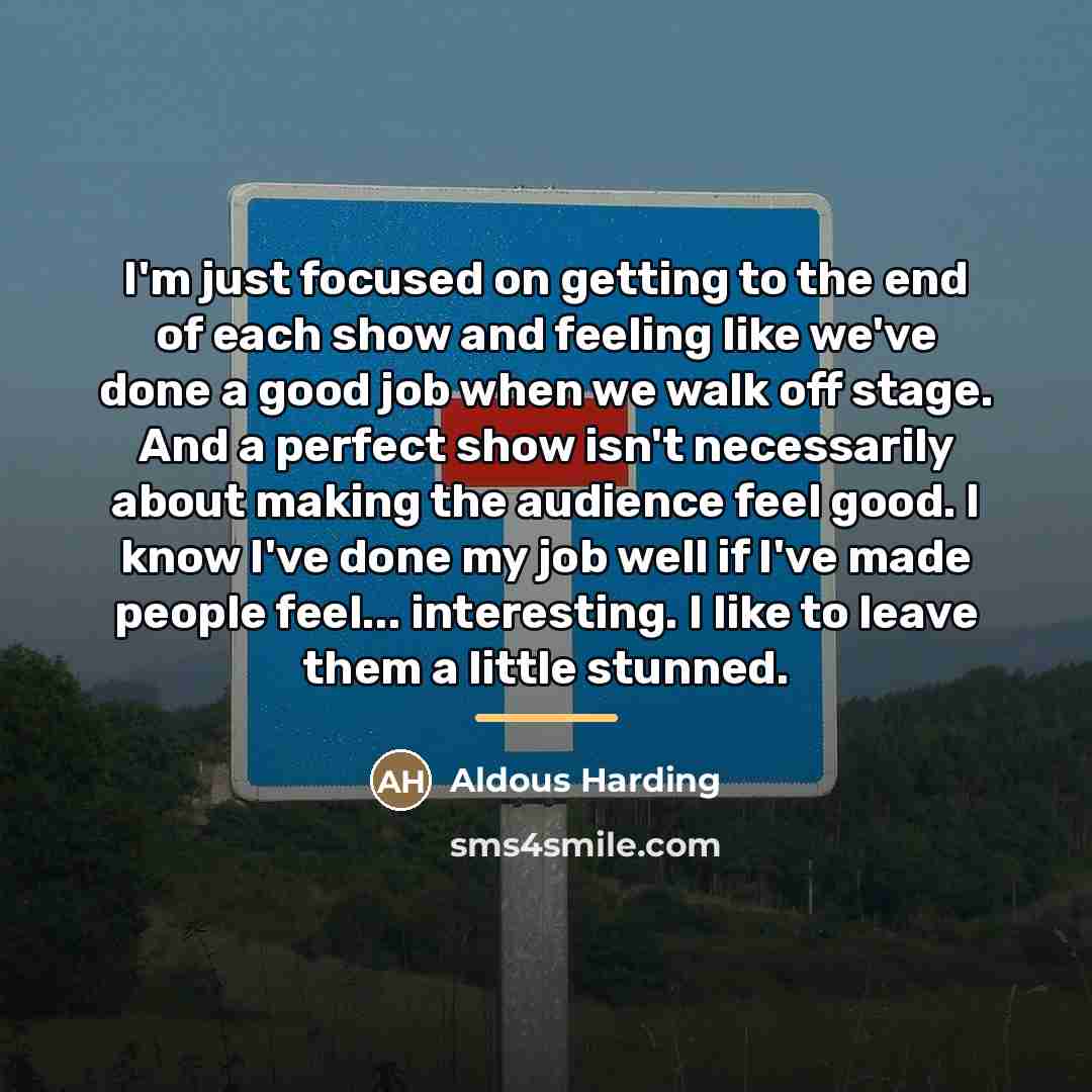 “I'm just focused on getting to the end of each…” quote by Aldous Harding
