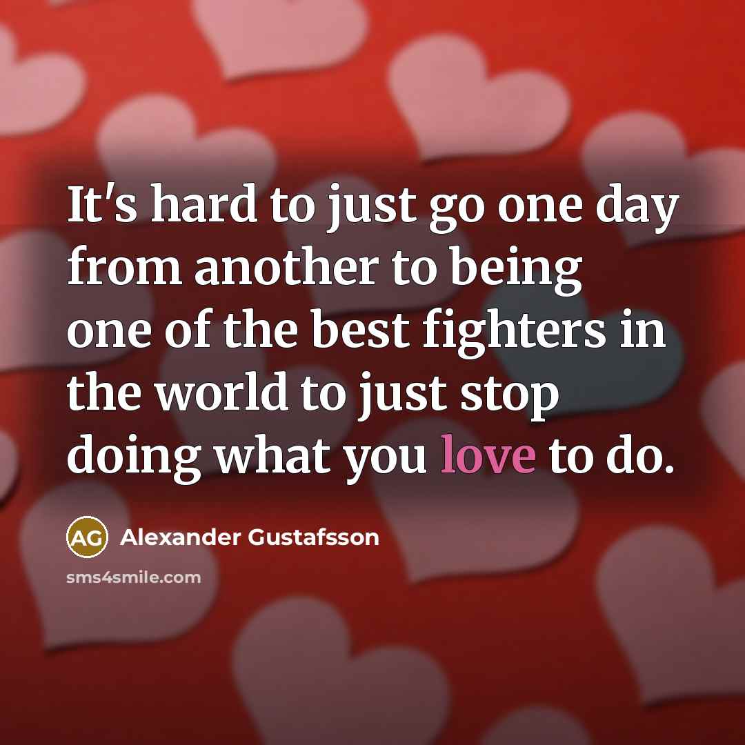 “It's hard to just go one day from another to…” quote by Alexander Gustafsson