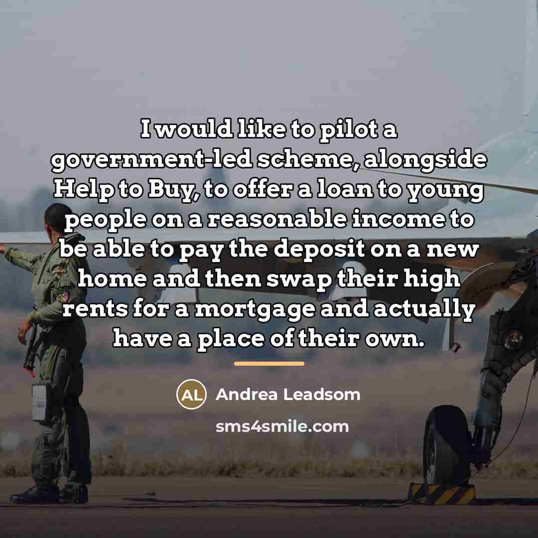 “I would like to pilot a government-led scheme, alongside Help…” quote by Andrea Leadsom