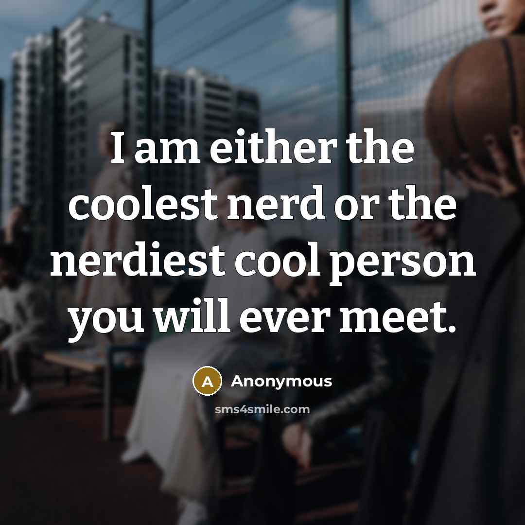 “I am either the coolest nerd or the nerdiest cool…” quote by Anonymous