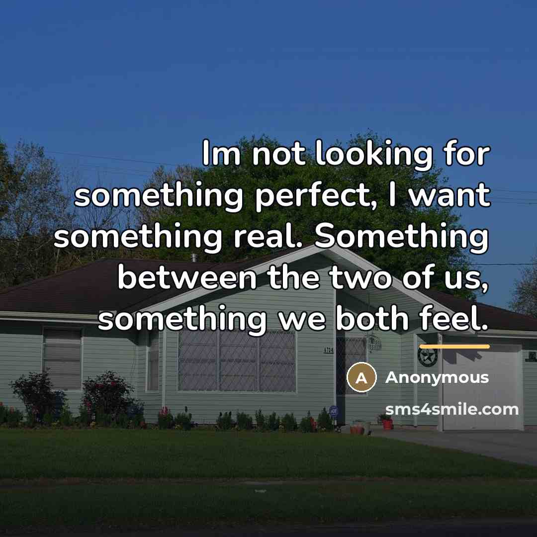 “Im not looking for something perfect, I want something real.…” quote by Anonymous