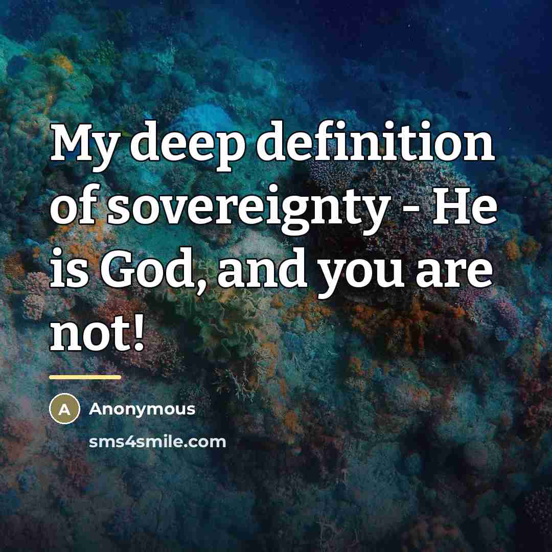 “My deep definition of sovereignty - He is God, and…” quote by Anonymous