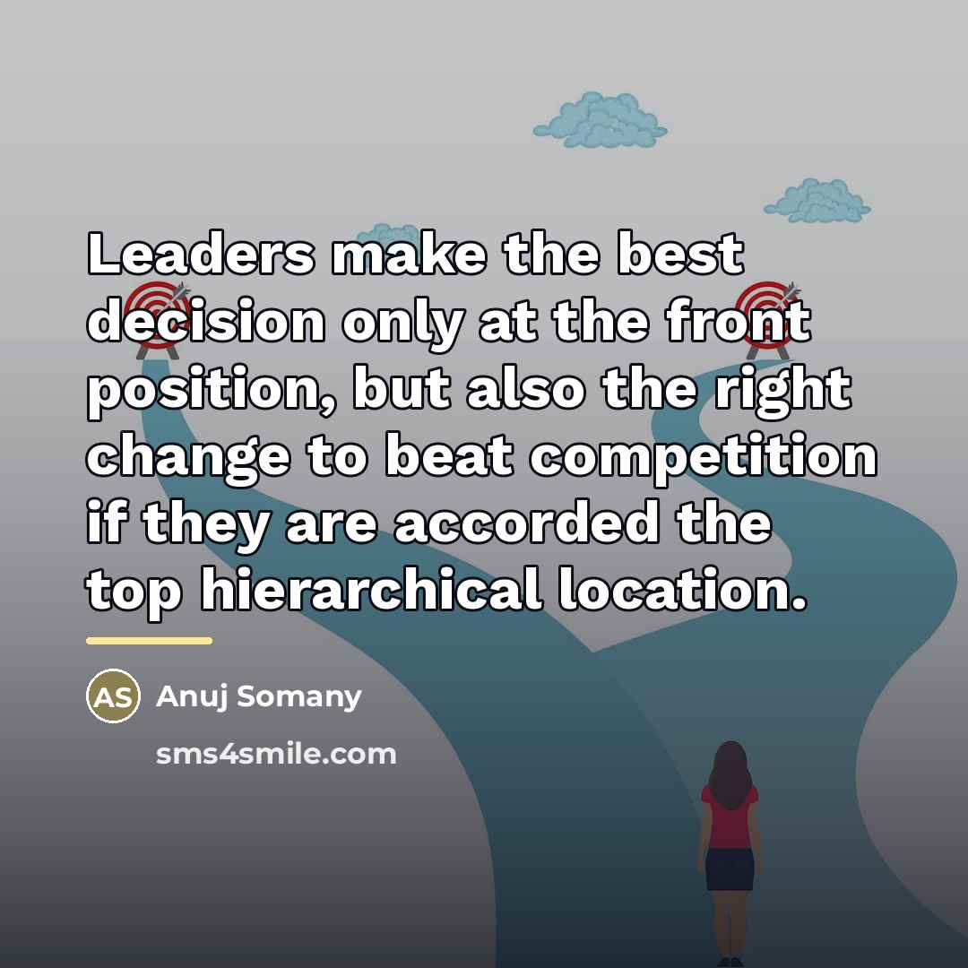 “Leaders make the best decision only at the front position,…” quote by Anuj Somany