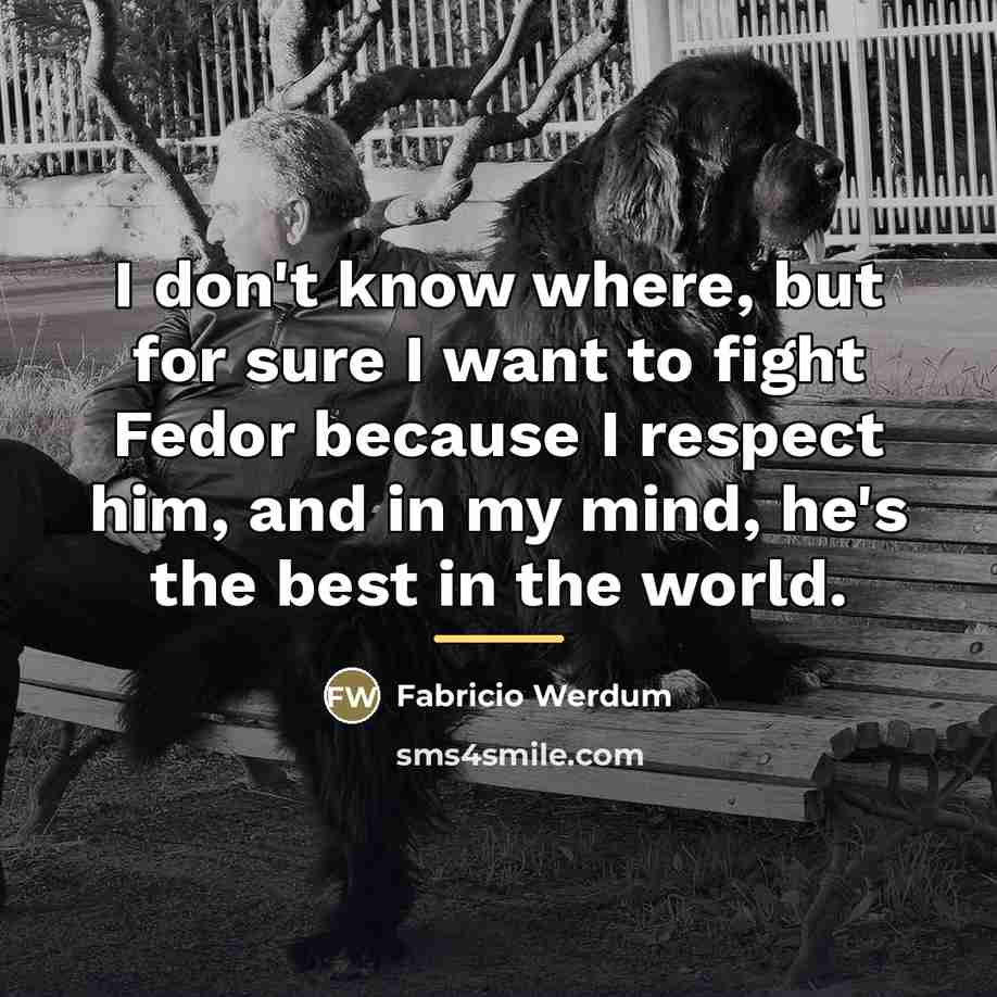 “I don't know where, but for sure I want to…” quote by Fabricio Werdum