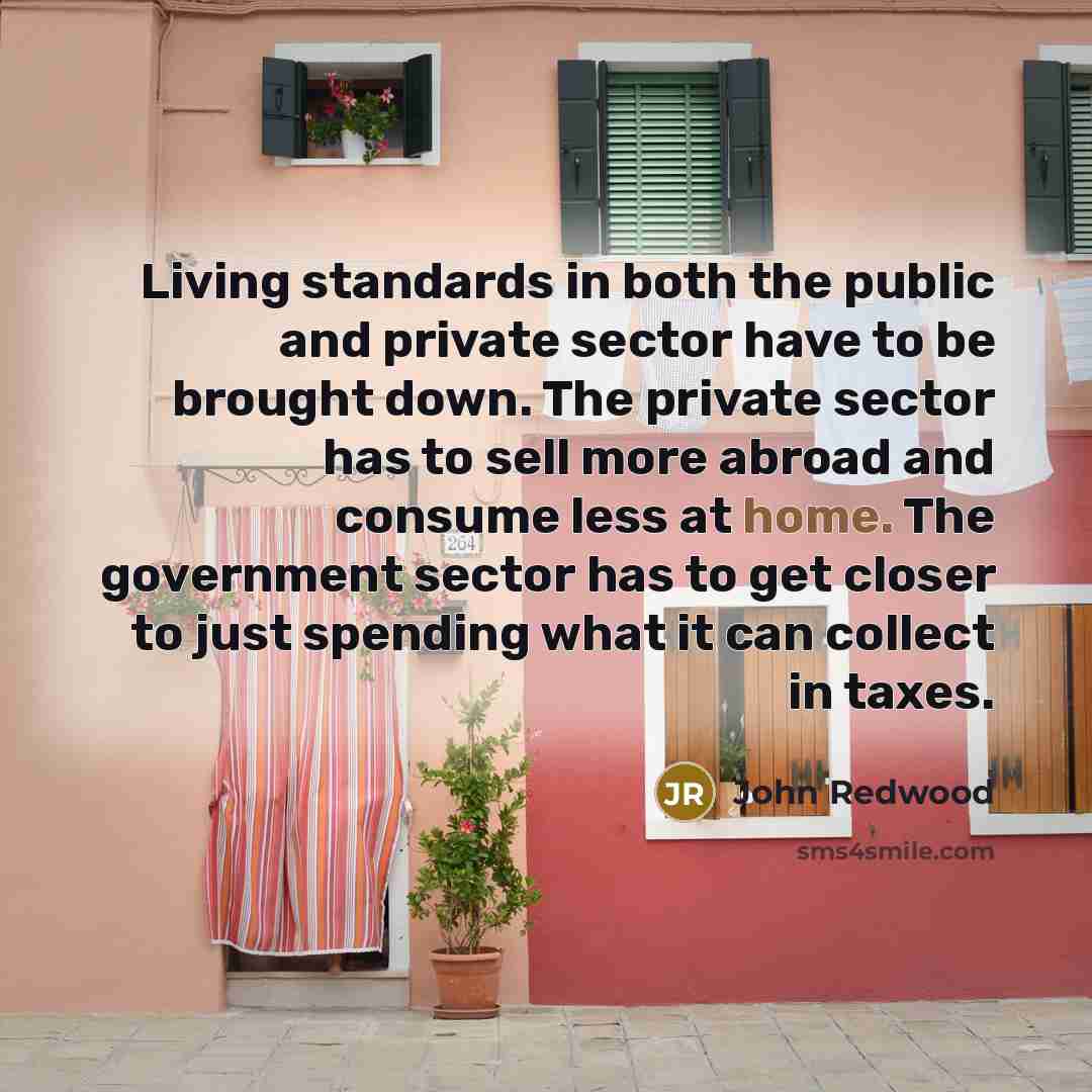 “Living standards in both the public and private sector have…” quote by John Redwood