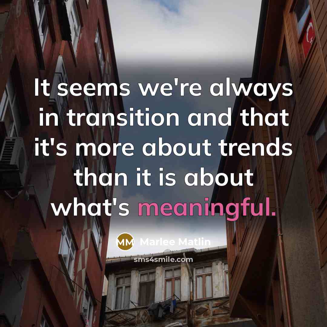 “It seems we're always in transition and that it's more…” quote by Marlee Matlin