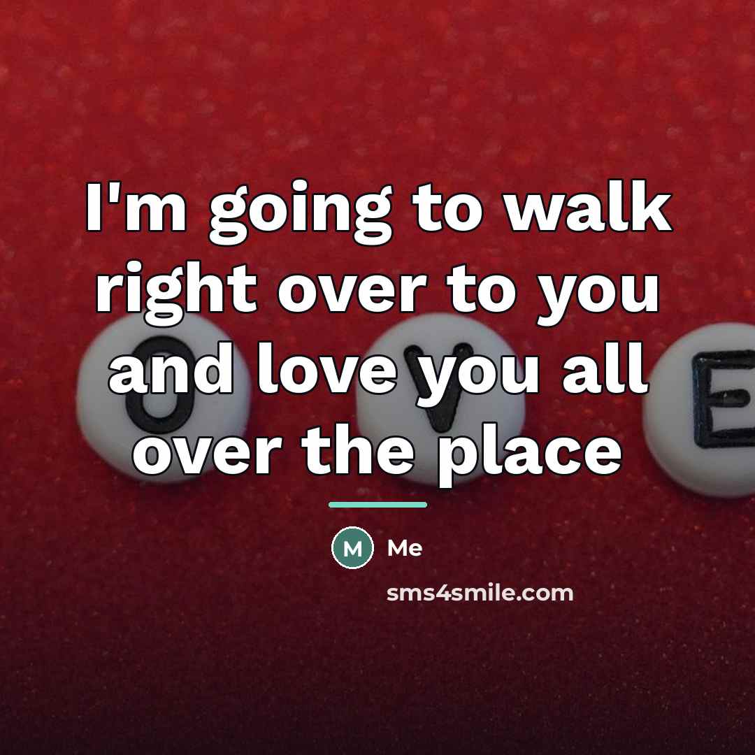 “I'm going to walk right over to you and love…” quote by Me
