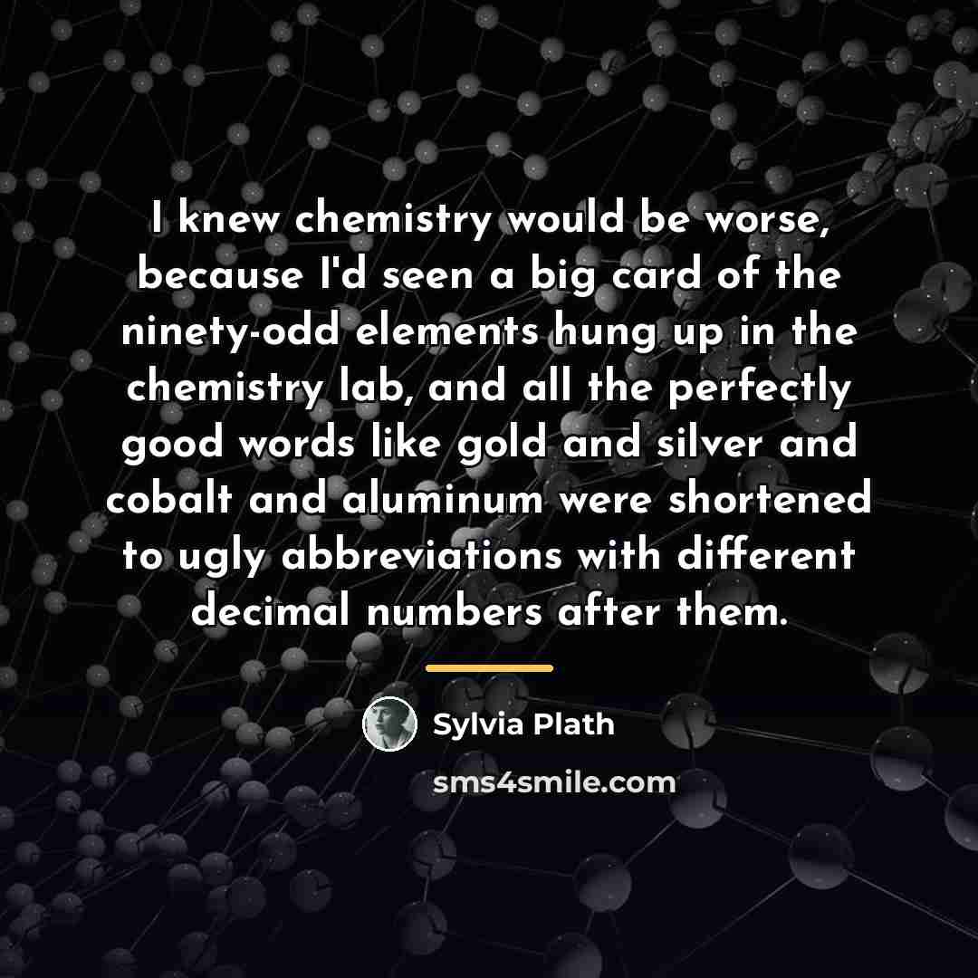 “I knew chemistry would be worse, because I'd seen a…” quote by Sylvia Plath
