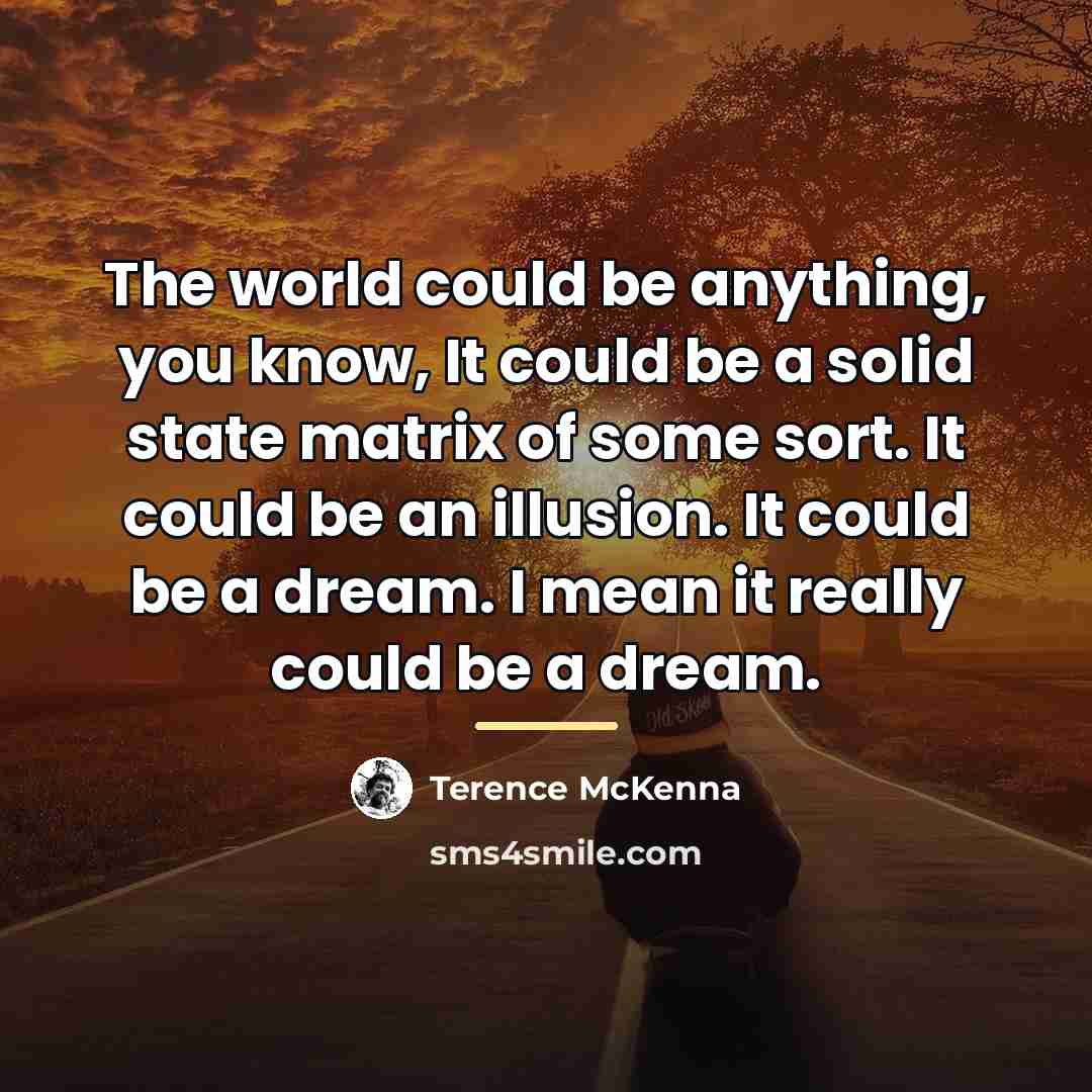 “The world could be anything, you know, It could be…” quote by Terence McKenna