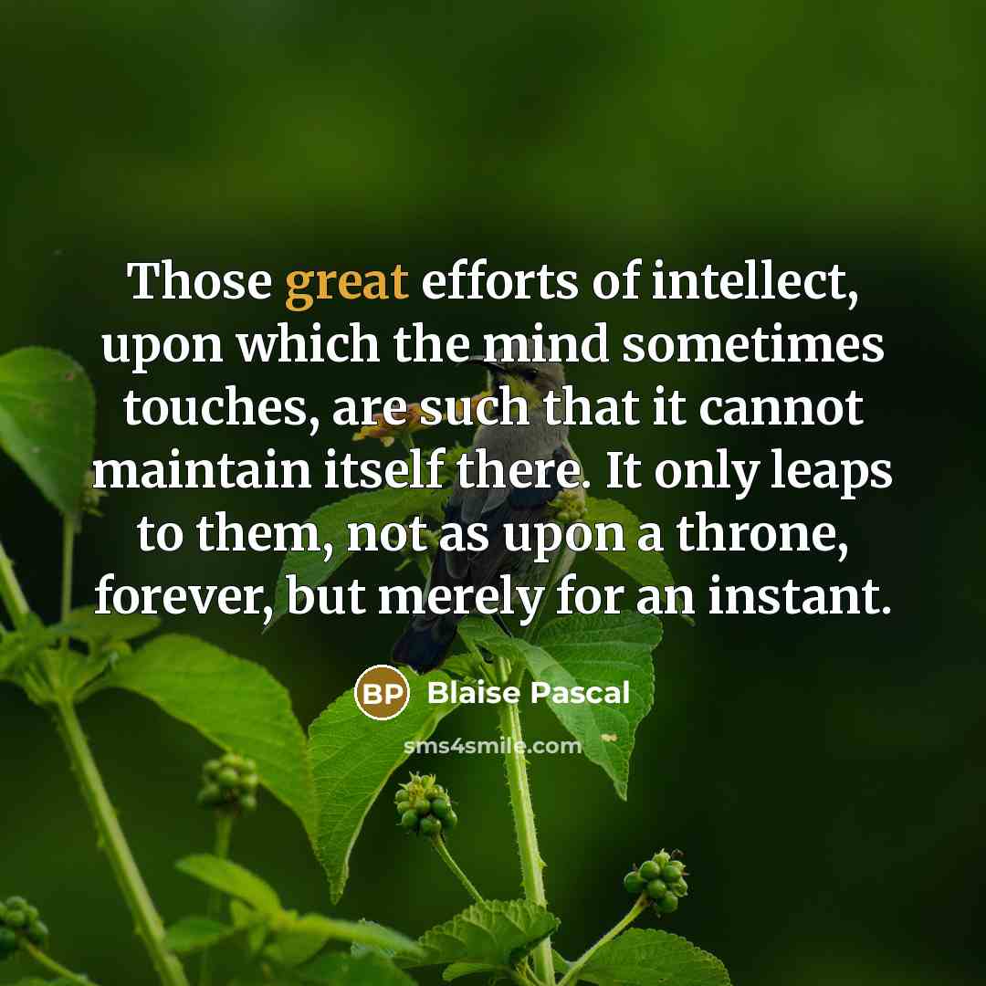 “Those great efforts of intellect, upon which the mind sometimes…” quote by Blaise Pascal
