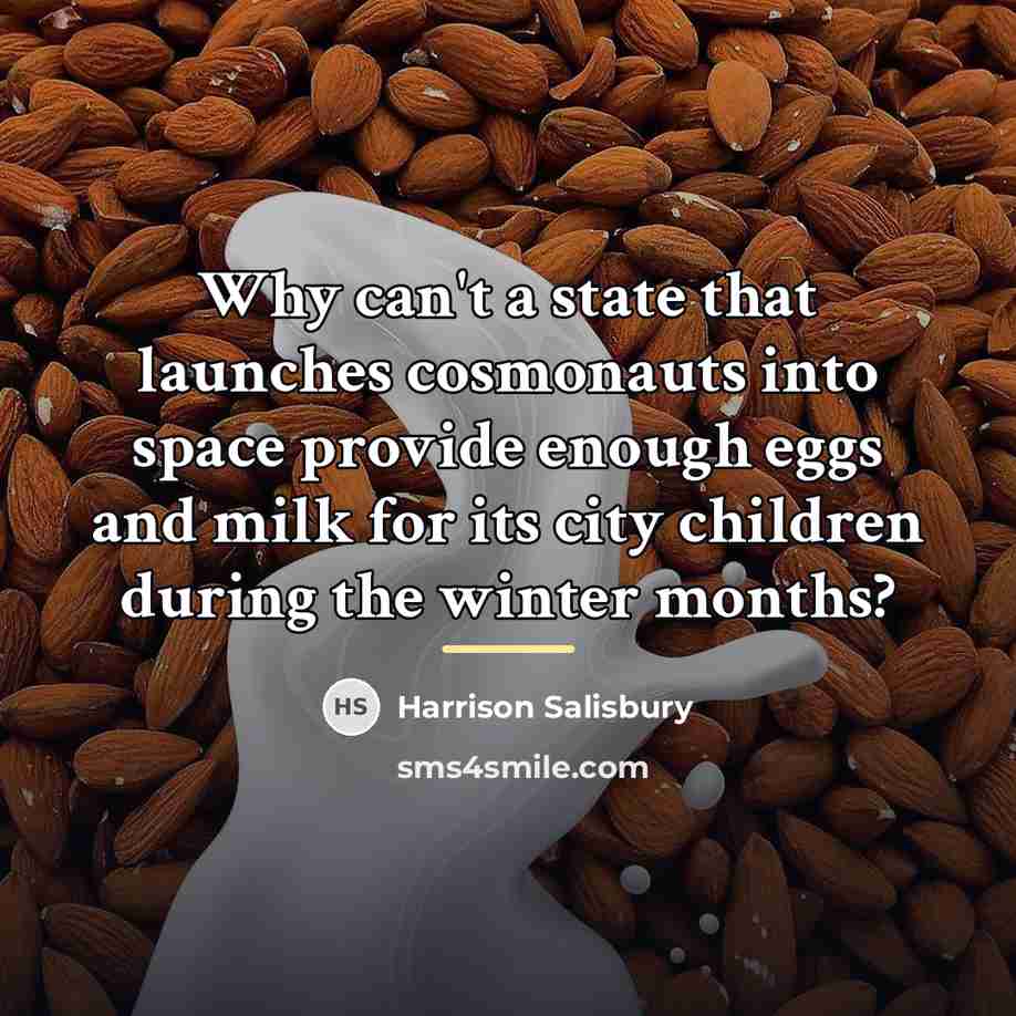 “Why can't a state that launches cosmonauts into space provide…” quote by Harrison Salisbury