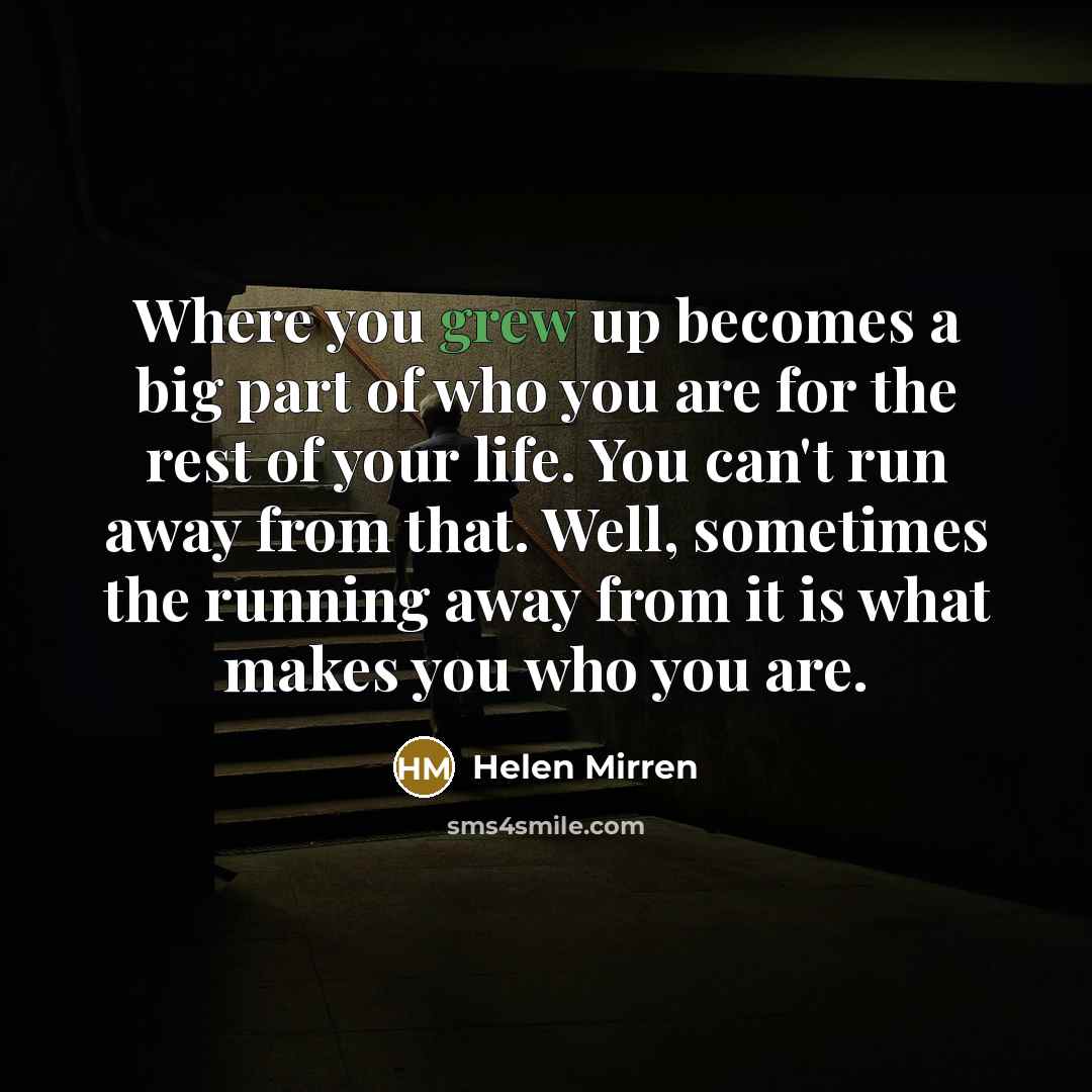 “Where you grew up becomes a big part of who…” quote by Helen Mirren