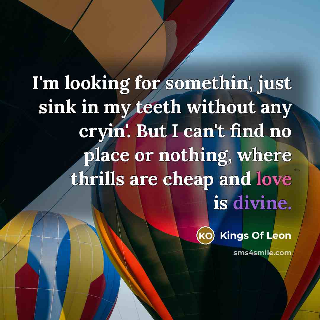 “I'm looking for somethin', just sink in my teeth without…” quote by Kings Of Leon