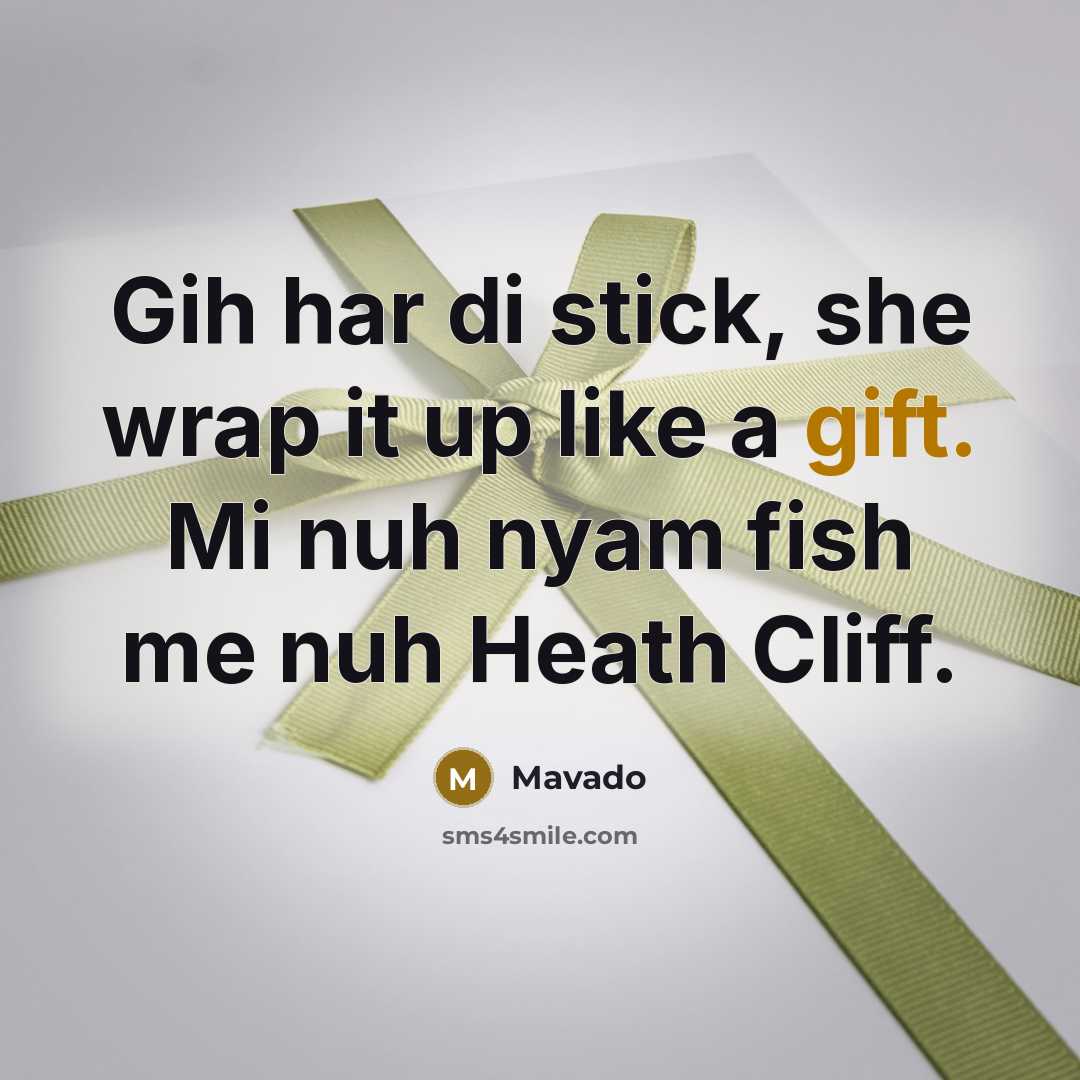 “Gih har di stick, she wrap it up like a…” quote by Mavado
