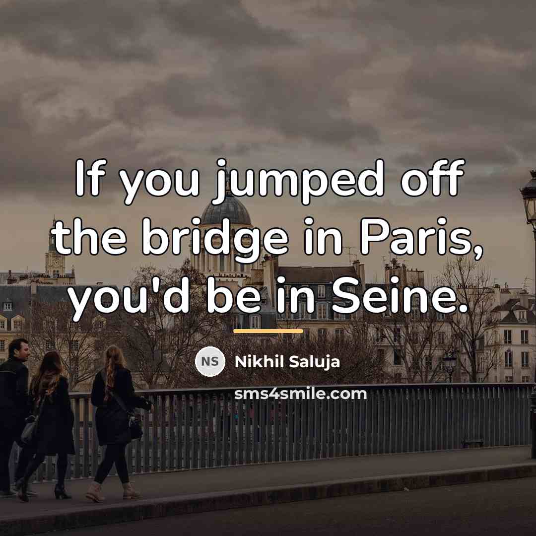 “If you jumped off the bridge in Paris, you'd be…” quote by Nikhil Saluja