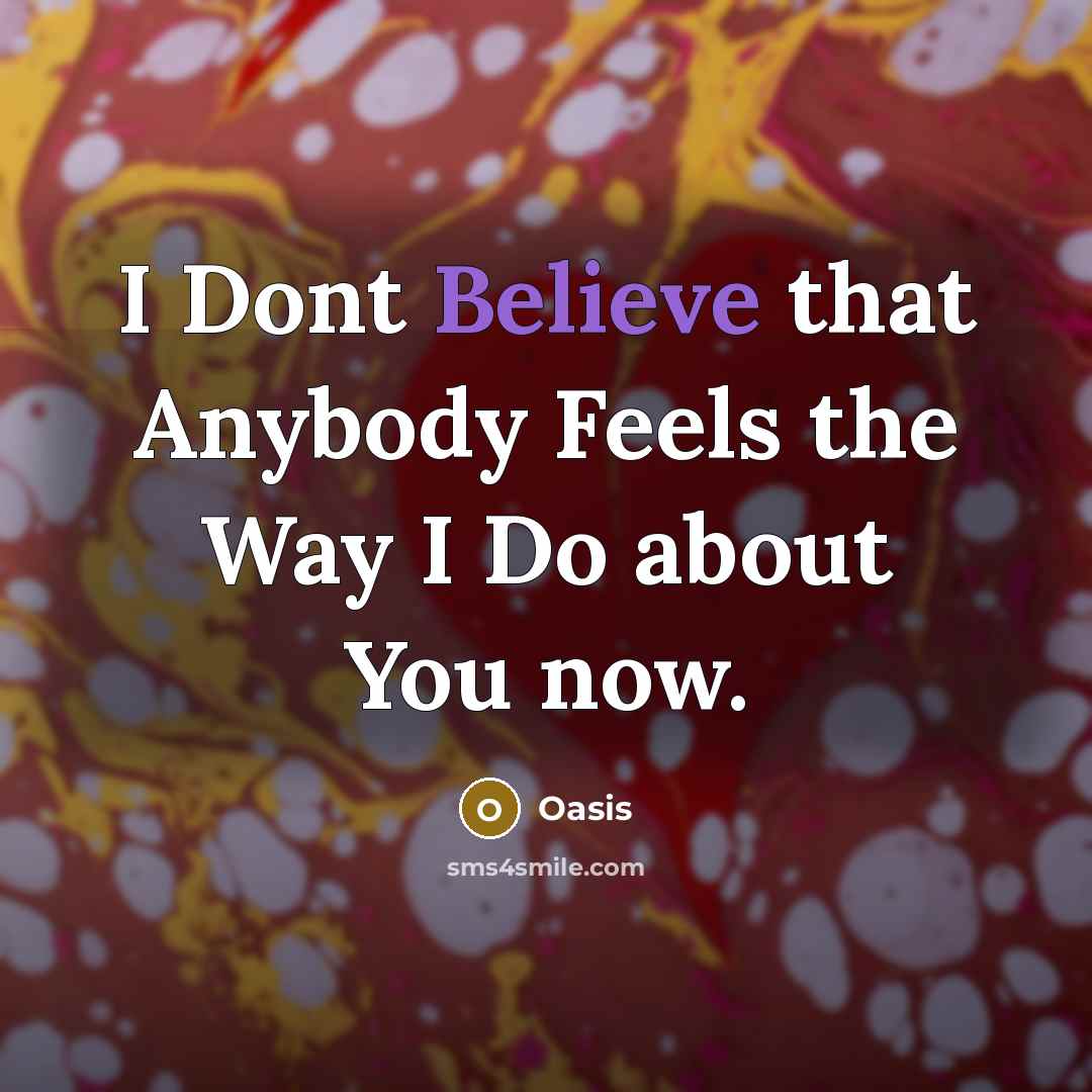 “I Dont Believe that Anybody Feels the Way I Do…” quote by Oasis