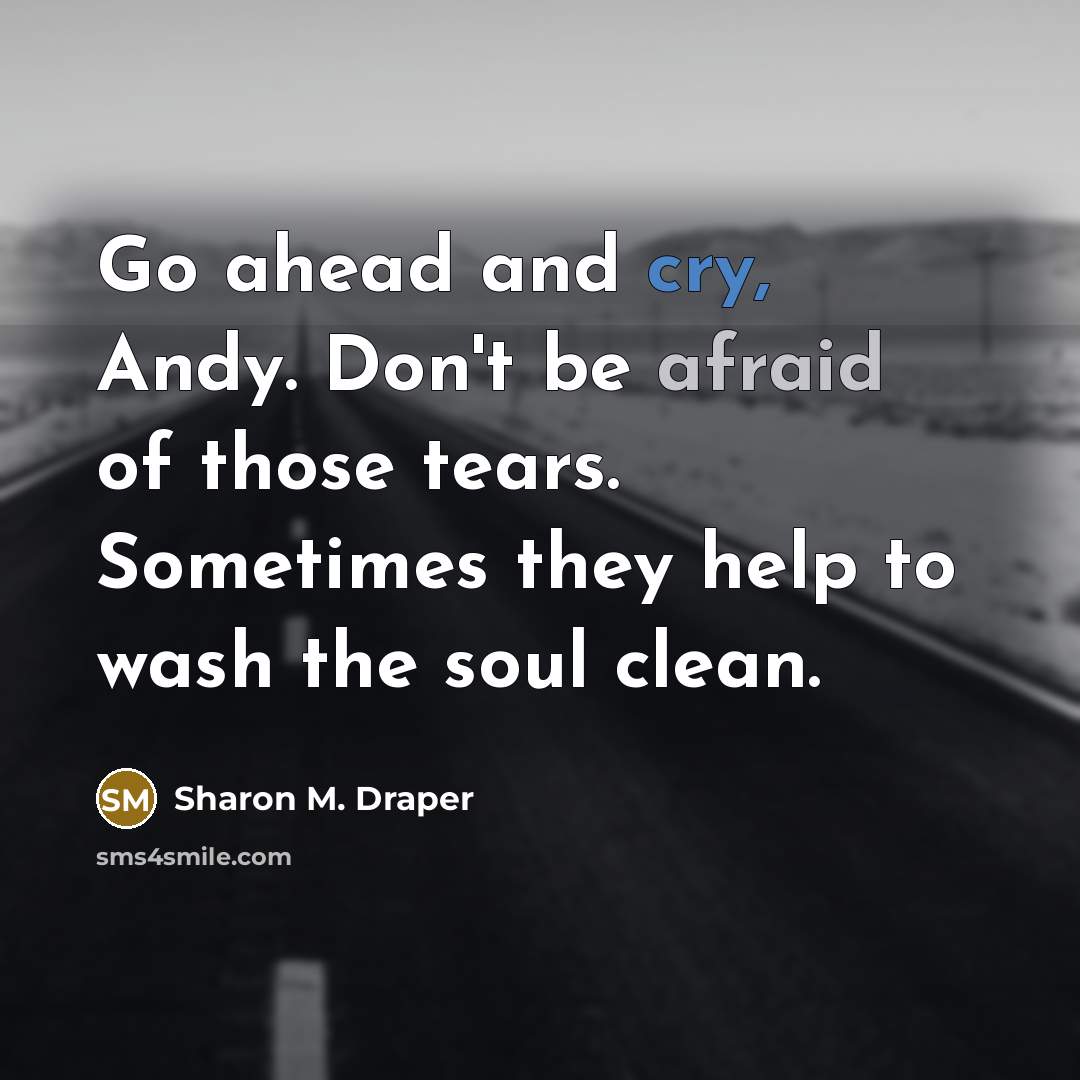 “Go ahead and cry, Andy. Don't be afraid of those…” quote by Sharon M. Draper