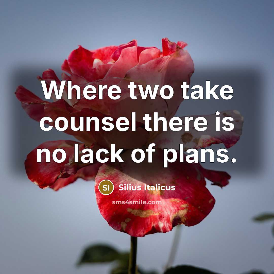 “Where two take counsel there is no lack of plans.” quote by Silius Italicus