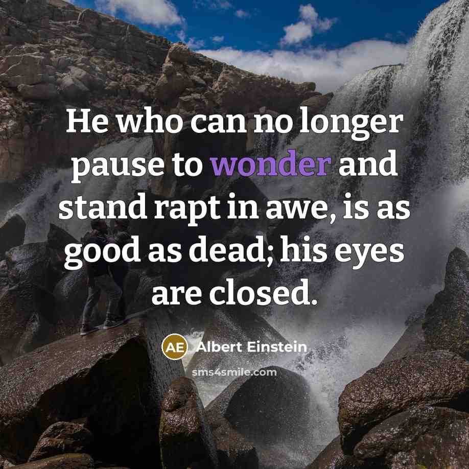 “He who can no longer pause to wonder and stand…” quote by Albert Einstein
