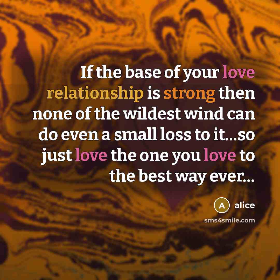 “If the base of your love relationship is strong then…” quote by Alice