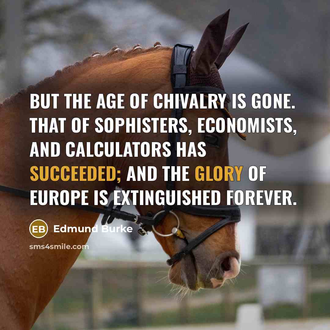 “But the age of chivalry is gone. That of sophisters,…” quote by Edmund Burke