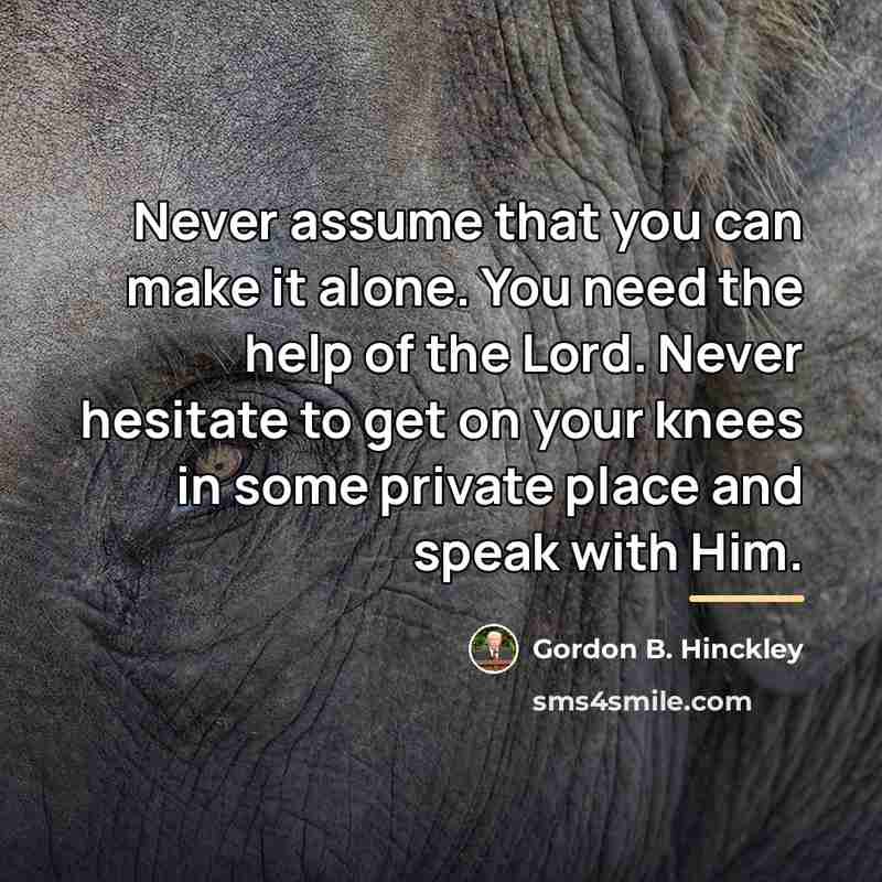 “Never assume that you can make it alone. You need…” quote by Gordon B. Hinckley